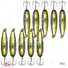 Qty 10 Fish WOW! 3oz Casting Spoon Jig trolling  crocodiles spoons Mackerel @US
