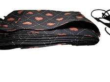 Blue With Red Button Looking Hearts Edging Fabric, 6 Inches Wide With Wire Edge,