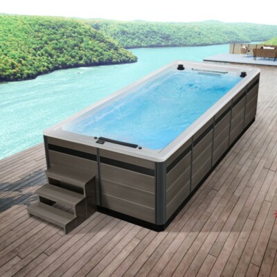 Outdoor-Whirlpool 430x230 cm grau weiß Schwimspas Swim-SPA