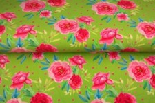 Baumwollstoff Rosen lime Stenzo  Popeline Meterware Öko-Tex ab 50cm x 150cm