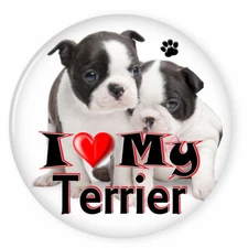  I LOVE MY TERRIER DOG PUPPY 3" SAFETY PIN BACK BUTTON