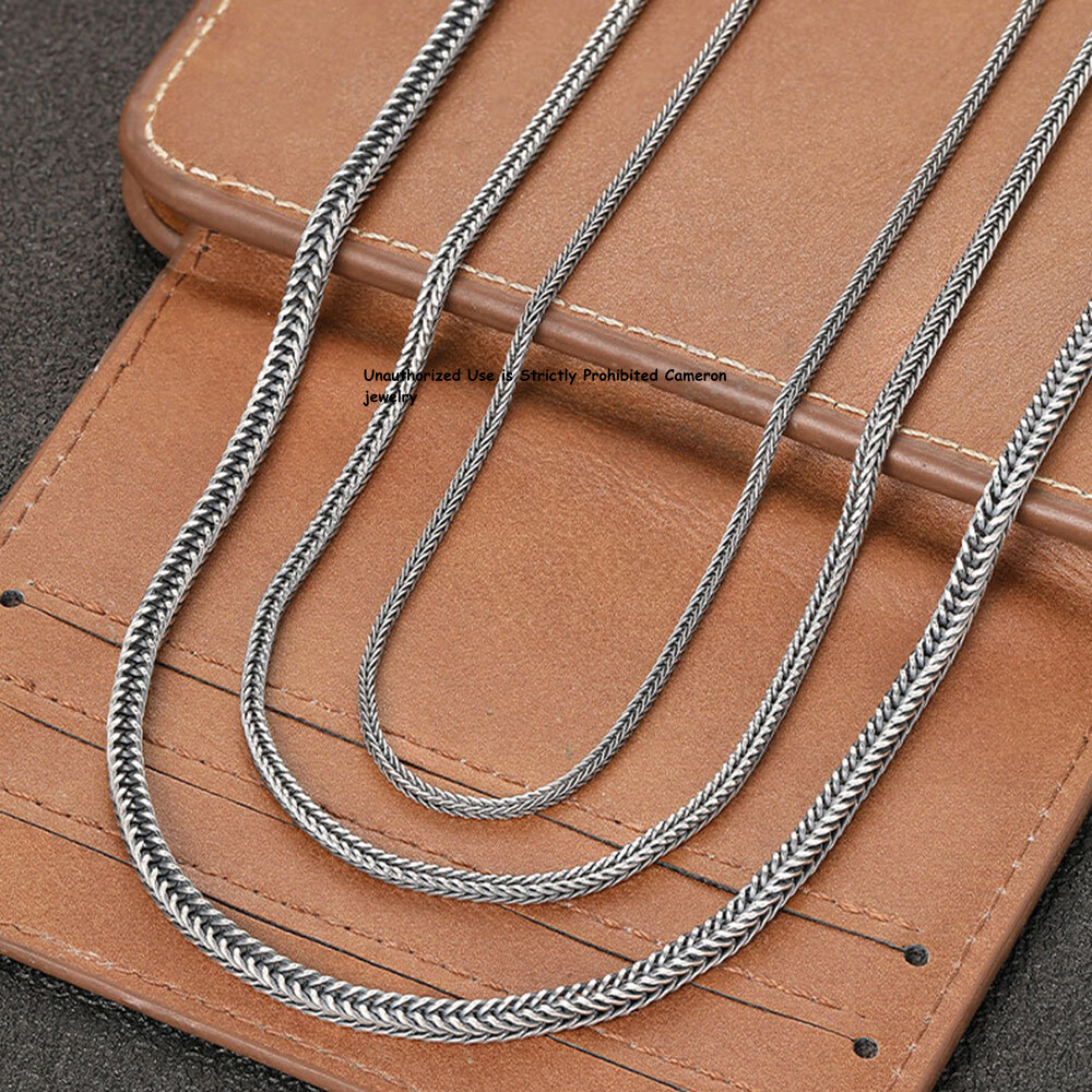 Pure S925 Sterling Silver Chain 1.5mm-3mm Lucky Wheat Link