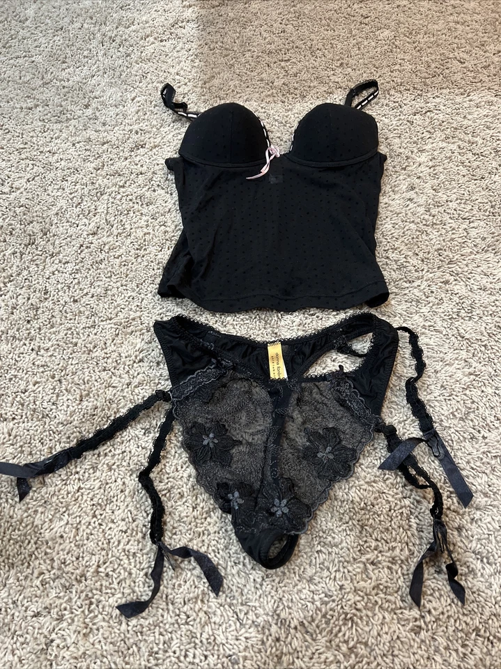 Donna Loren Etiqueta Dorada Cami, Tanga, Tanga y Niño Pantalones Cortos Con Ligas Lencería L Foto 3 de 4