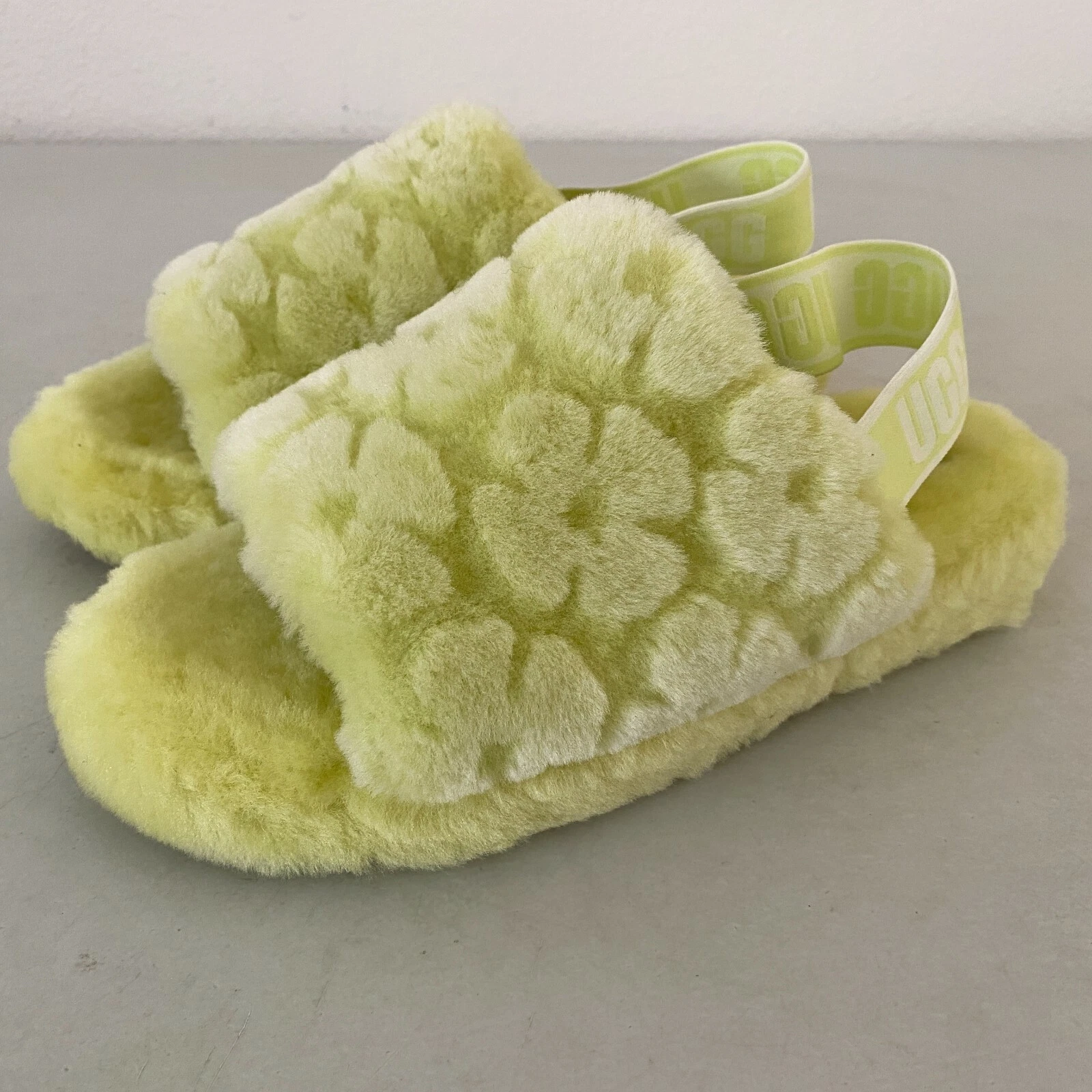 Sandali UGG donna Fluff Yeah slide papavero verde polline taglia 8 1118459