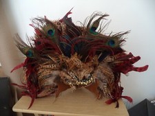 vintage REAL feather mardi gras masquerade mask LARGE AT LEAST 24"H X 20" WIDE