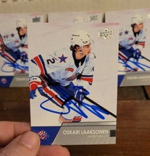 AUTOGRAPHED 21-22 UPPER DECK AHL Oskari Laaksonen SIGNED SABRES STARS RC AUTO