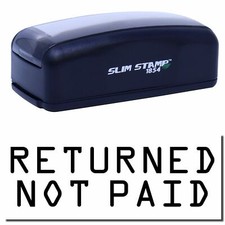 Large Pre-Inked Returned Not Paid Stamp Size 1-13/16" Tall x 2-1/2" Wide