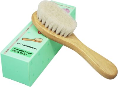 MolYuan 3-Piece Baby Hair Brush & Comb Set - Soft Goat Bristle, Silicone Bath Brush, Comb For Newborns