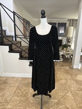 Ceil Chapman Beverly Hills Sale  60s Black Velvet & Metallic Empire Midi Dress S