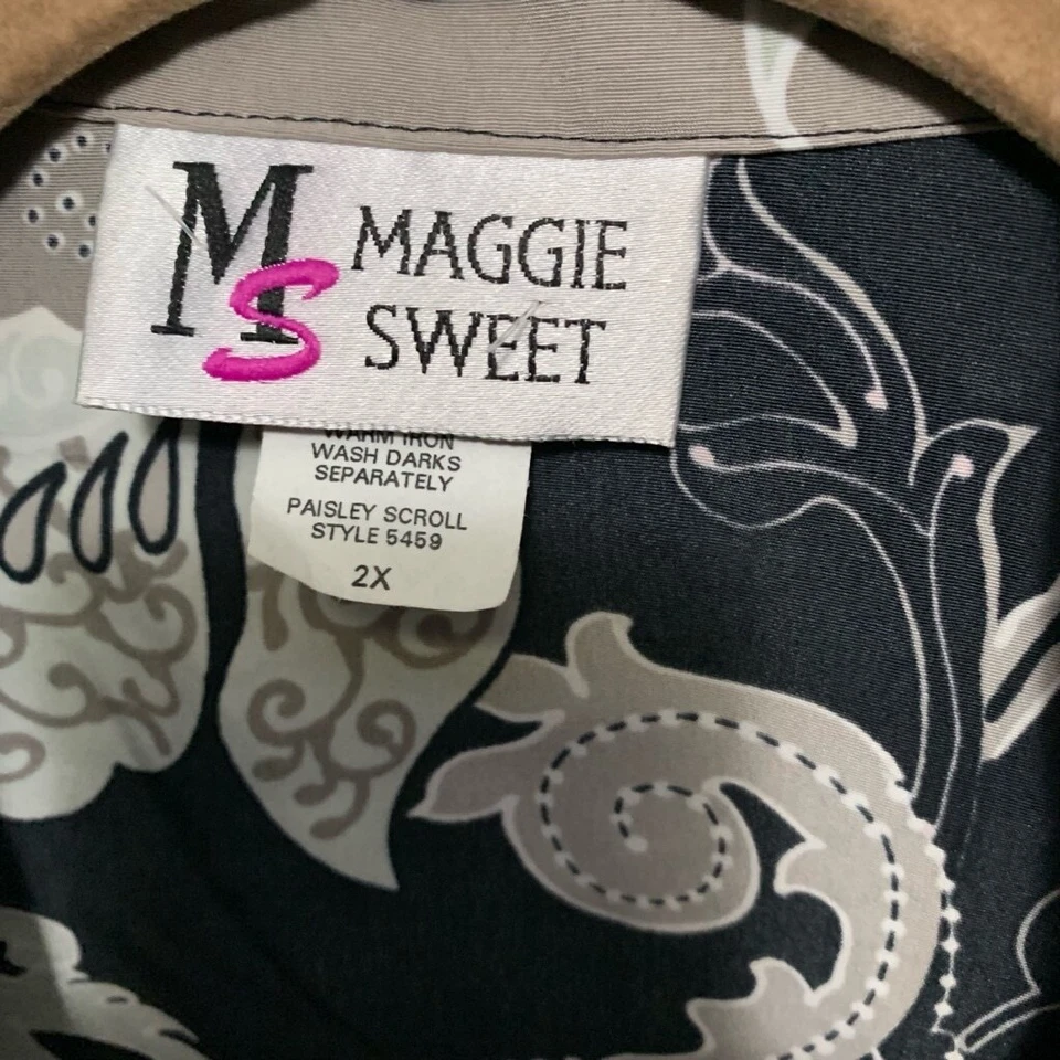 PD-Women's Maggie Sweet Blouse, 2X, Black & Beige plus size - Image 3 of 4