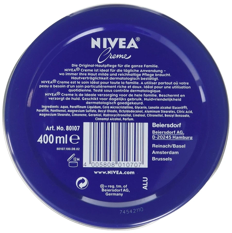 Nivea Creme Cream Made in Germany 400 ml (13.54 fl. oz.) Face Body Moisturizer - Image 4 of 4