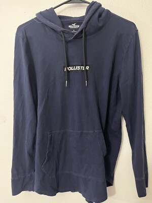 Hollister Hoodie Men's Small Navy Hooded Sweatshirt Pullover