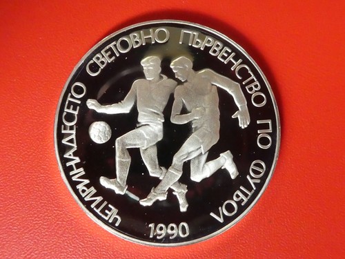 Bulgarien, 25 Lewa, Fußball WM, 1989, Silber, original, PP.