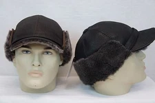 100% Sheepskin Shearling Leather Fur Elmer Fudd Captain Aviator Trapper Hat S-3X