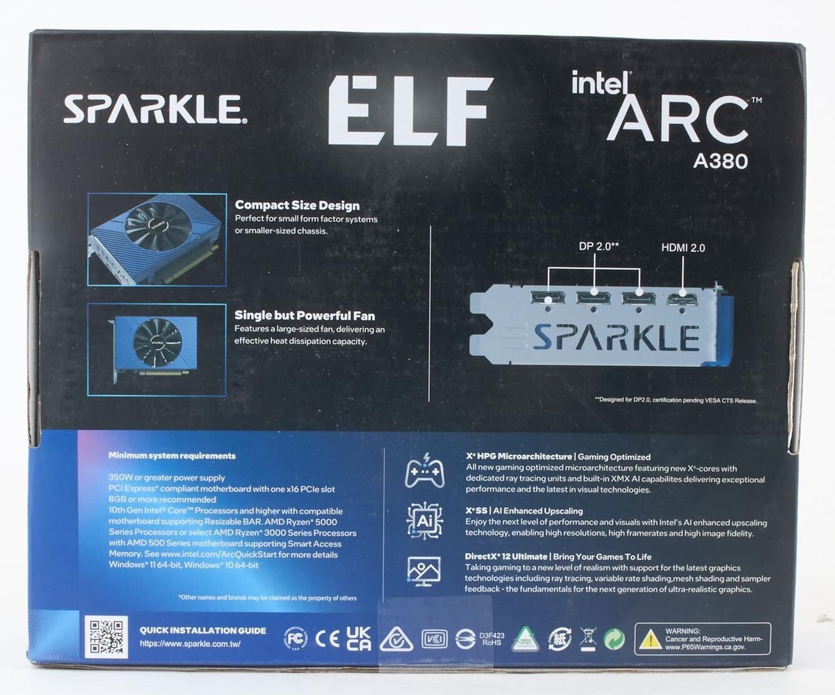 ☆美品☆ Sparkle SA380E-6G Amazon.com: Sparkle Intel Arc A380 ELF, 6GB GDDR6, Single Fan