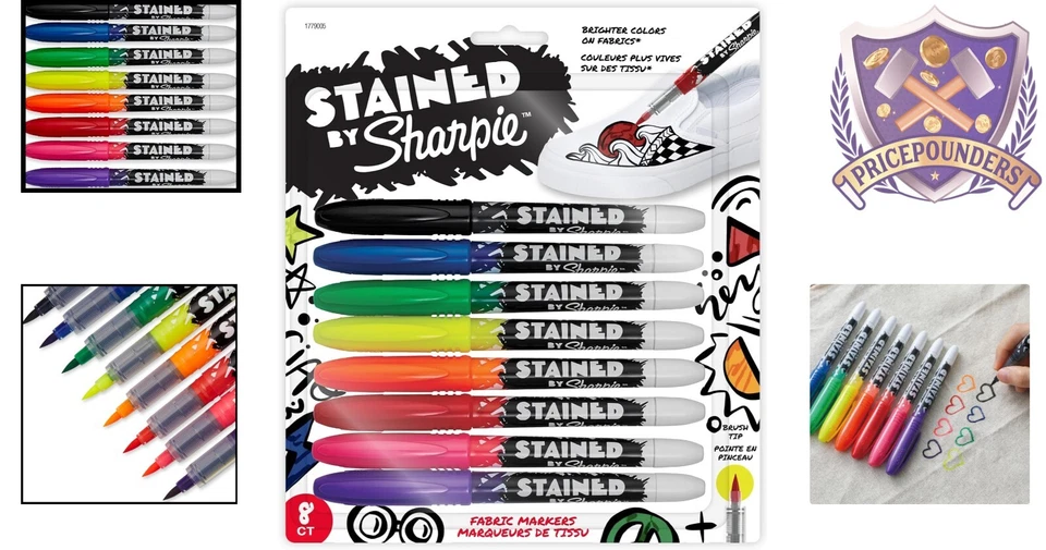 Marcadores de tela 8 unidades punta de pincel colores surtidos proyectos de personalización Foto 2 de 4