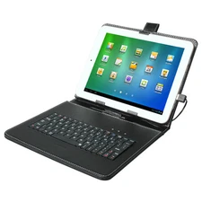 Stand Leather Case Cover for Android Tablet 9.7" Universal w/ USB Keyboard