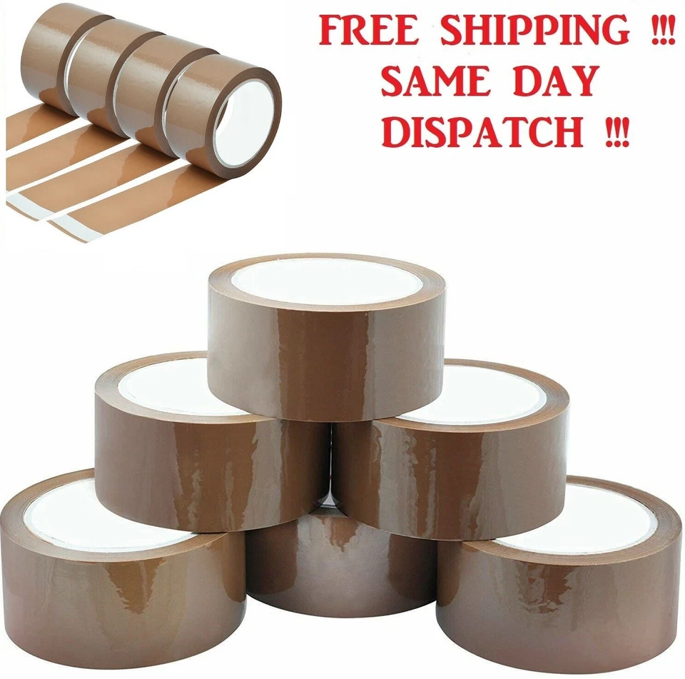 Brown Tape Parcel Strong Packing Cellotape Packaging 48mm x 66m 12 Rolls
