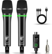 Bietrun XLR Wireless Microphone, Rechargeable Dual Metal Cordless Handheld