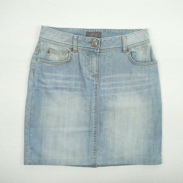 JACQUI E - Straight Light Blue Faded Stretch Denim Skirt Women's Size 6 W27.5  
