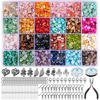 Hongteya Schmuck Selber Machen Set, 24 Farben NatüRliche Edelstein-Perlen 5–7Mm