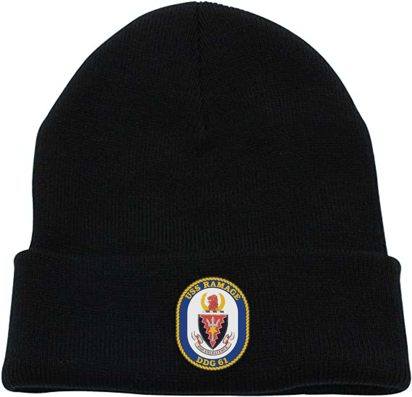 DDG-61 USS Ramage Black Long Beanie Skull Cap