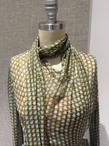 Authentisches neues Fendi Abito Fan Kaligraphie Chiffron Seidenkleid Größe 36 - Bild 10 von 22