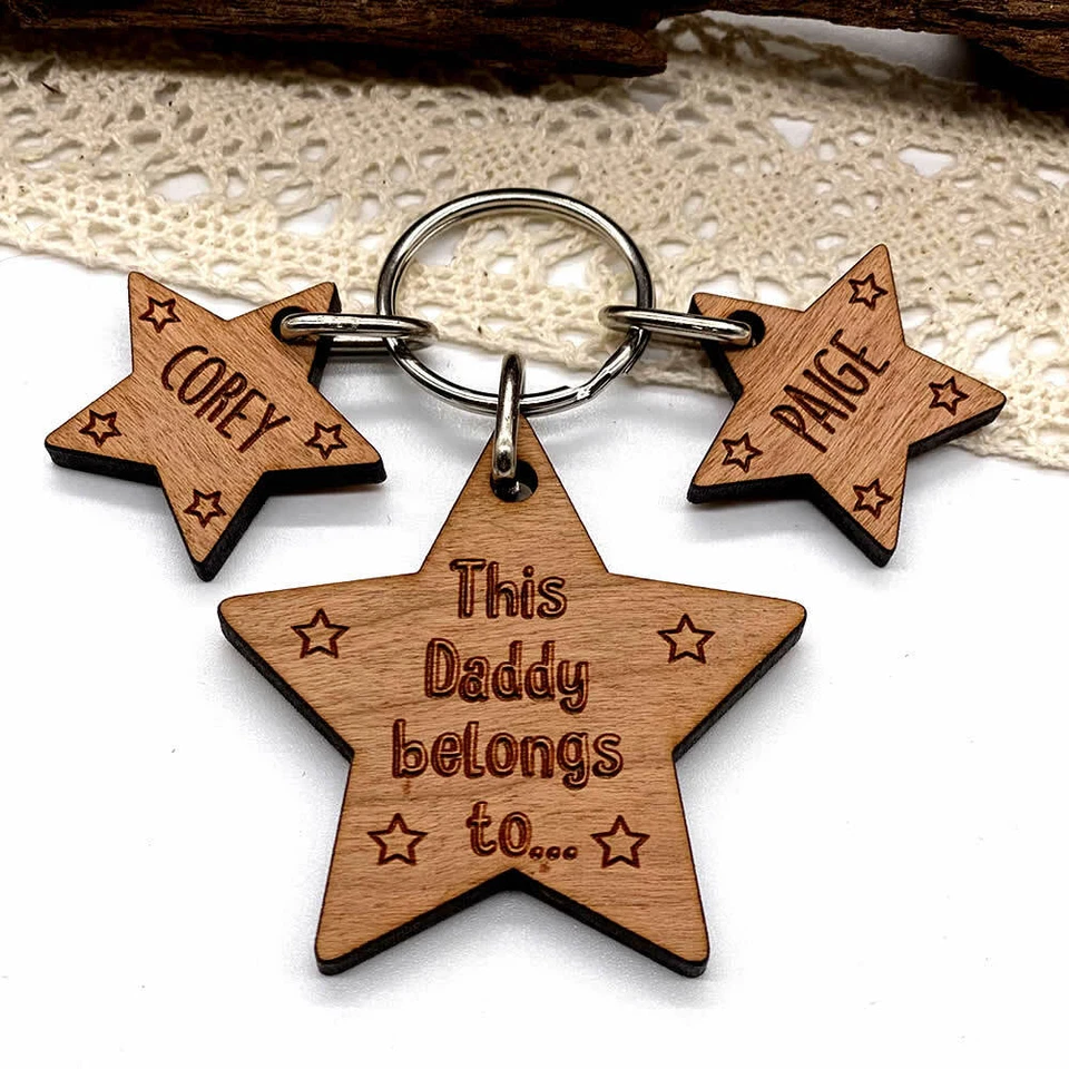 Fathers Day Gift Personalised This Daddy Belongs To, Dad Birthday Gifts Keyring