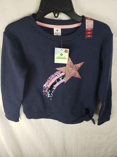 Members Mark Girls Blue Glittery Star Sweatshirt Sz 7/8 - Picture 2 of 8