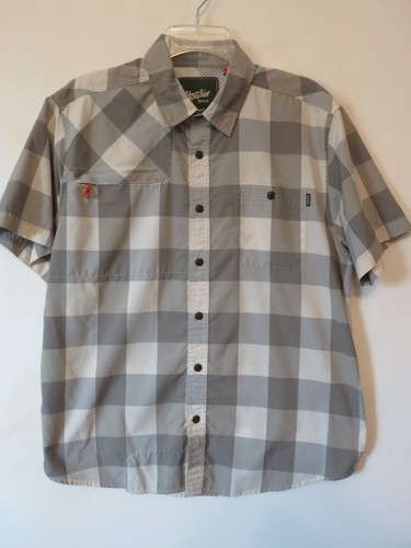 Howler Brothers Shirt Men’s Size M Short Sleeve Gray Square Check Plaid Vented