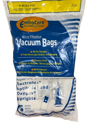Enviro Care Technologies Micro Filtration Vacuum Bags Set of 5 Sealed #208