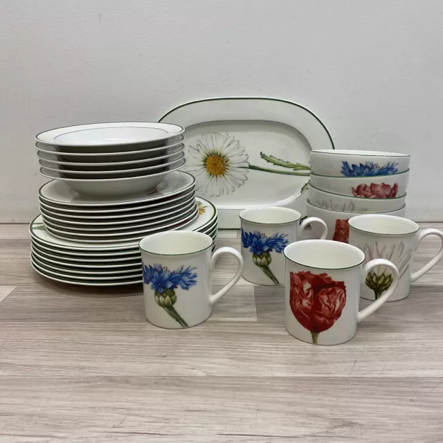 Villeroy Boch White Multicolor Floral Pattern Fine China Dinnerware