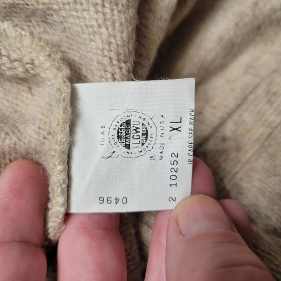 De Colección Robert Bruce Cárdigan de Lana Suéter Chaleco Bolsillo Preppy Beige Para Hombre XL Foto 4 de 4