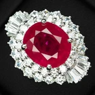 Classically Blood Red Ruby 6.55Ct 925 Sterling Silver White Gold Floral Rings