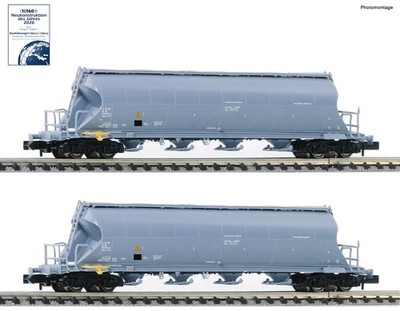FLEISCHMANN Set mit 2 Staubsilowagen Gattung Uacs-x DR Ep.IV (849006) Spur N NEU