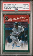 2023 Donruss - Optic Retro 1990 Sig. Green Stars Elly De La Cruz PSA 10 #/15