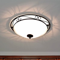 Deckenleuchte Weiß Schwarz E27 Ø47Cm Glas Metall Rustikal Wohnzimmer Deckenlampe