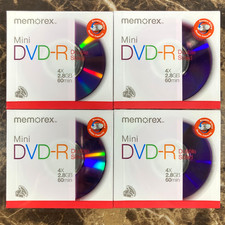Memorex Mini DVD-R 2.8GB 60min 4X Double Sided Recordable Discs - Lot of 4 NEW