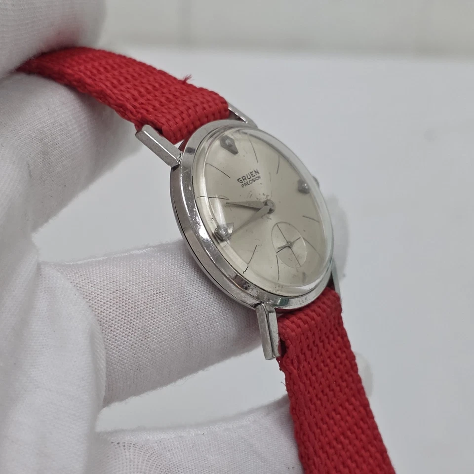 Bisel vintage de acero inoxidable para hombre de precisión verde 10 k RGP esfera de diamante Cal 510 17J Foto 4 de 4