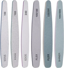 Nail File and Buffer Set, 6 Pcs 6 Diamond Gray/Green/White 