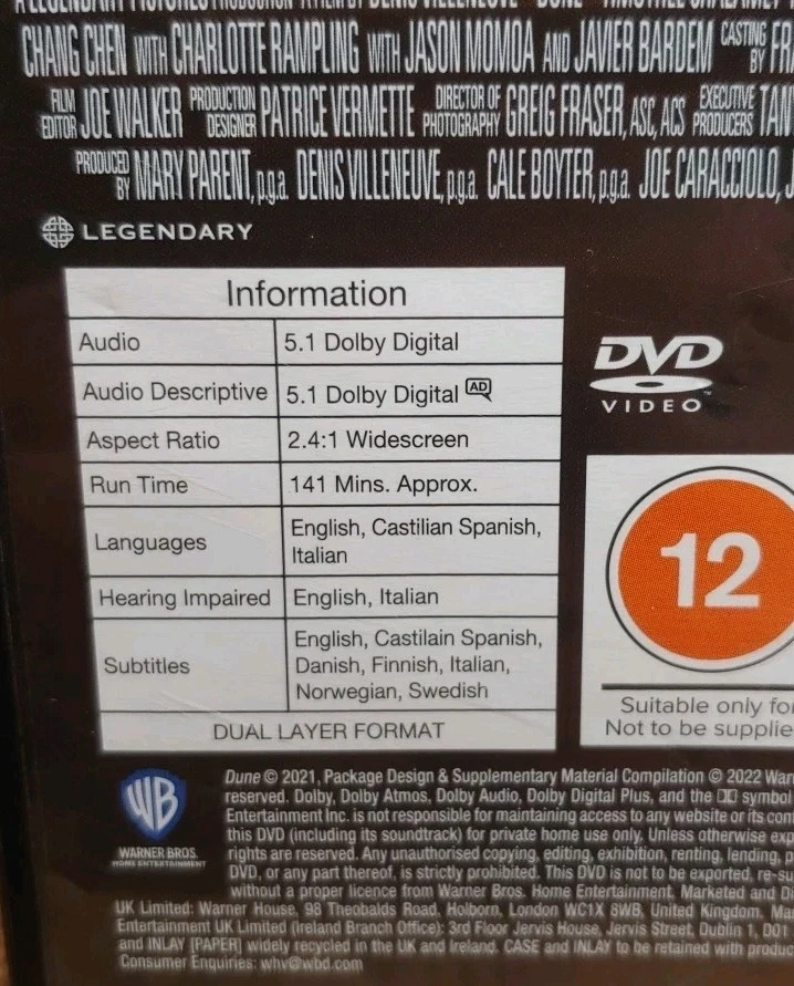 Dune - DVD Film Movie (2022) Sci-Fi Adventure Region 2 UK - Free UK Postage - Image 3 of 4
