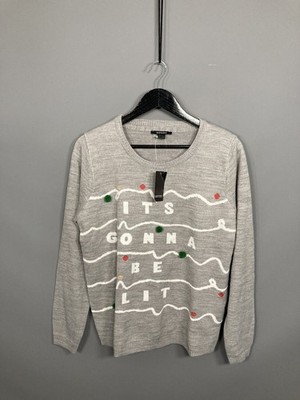 Weihnachtspullover - Größe M - grau - neu mit Etikett - Damen