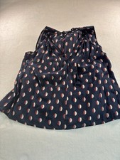Madewell Women's Navy Polka Dot Sleeveless V-Neck Blouse S