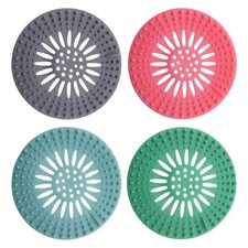 4PCS Sink Drain Net Flexible TPR Shower Hair Filter 4.7inch for Bathtub Laund...