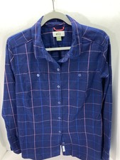 Rei Co-op Button Up Pockets Shirt Womens Large Blue Plaid Long Sleeve Outdoor