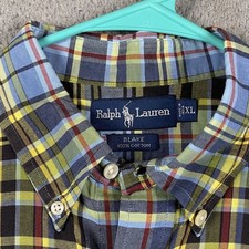 VTG Ralph Lauren Blake Button Down Shirt Men's XL Green Blue Plaid Causal Preppy
