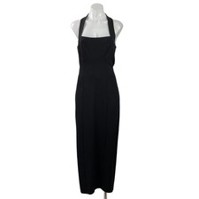 Reformation Finnian Black Halter Sleeveless Square Neck Maxi Bodycon Dress Sz M