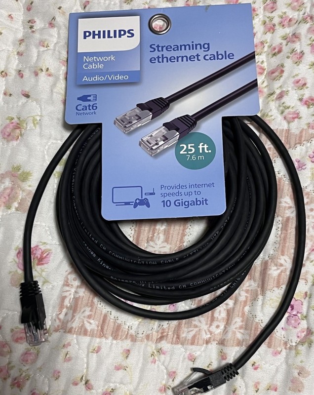 Phillips Streaming Ethernet Cable 25 Feet Black In Package