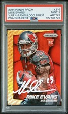 Mike Evans 2014 Panini Prizm Logo Prizm Signed Rookie Card #216 PSA 9 Auto 9