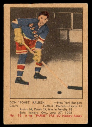 Bones Raleigh #93 1951 Parkhurst card